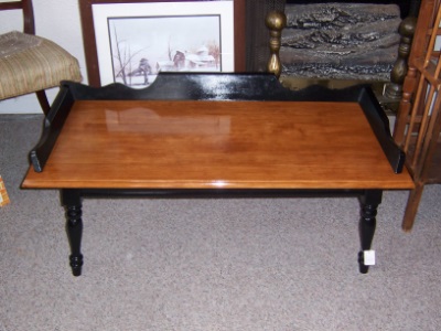 maple coffee table with legs painted black