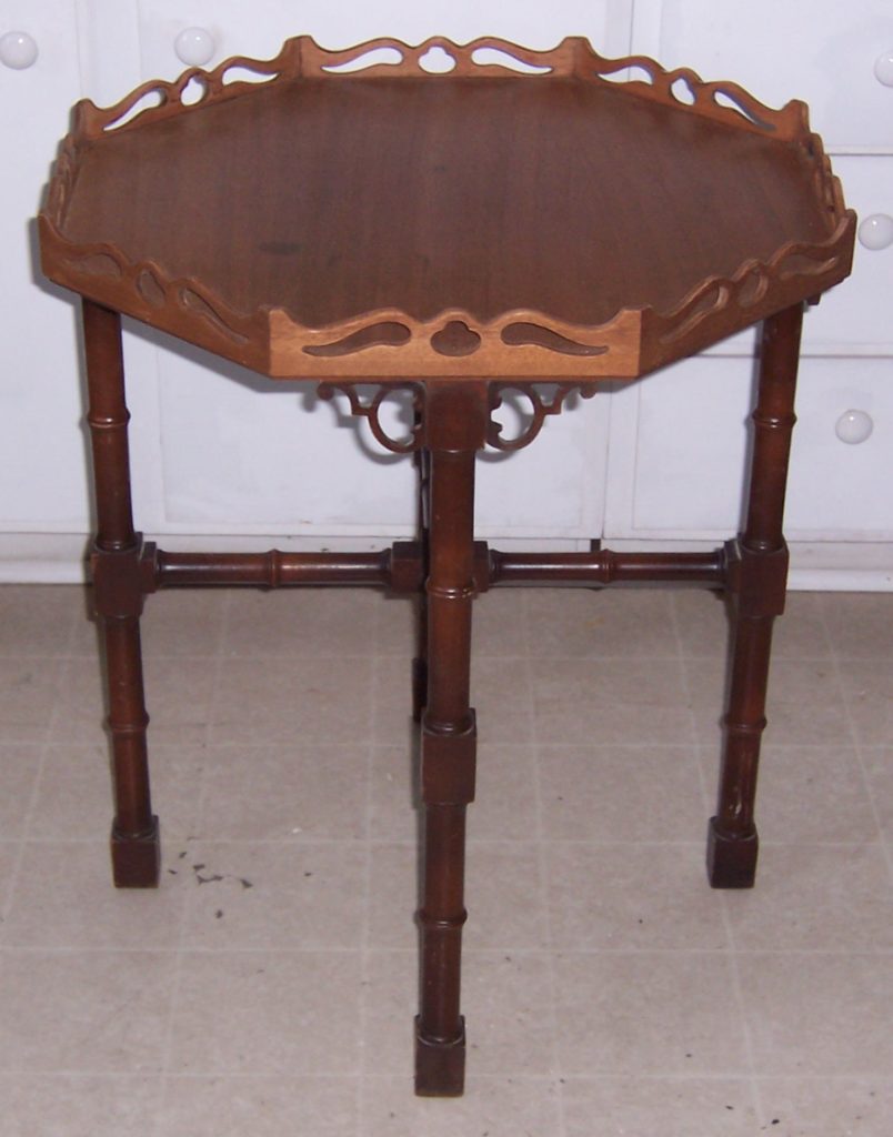 fancy eight sided wood walnut table