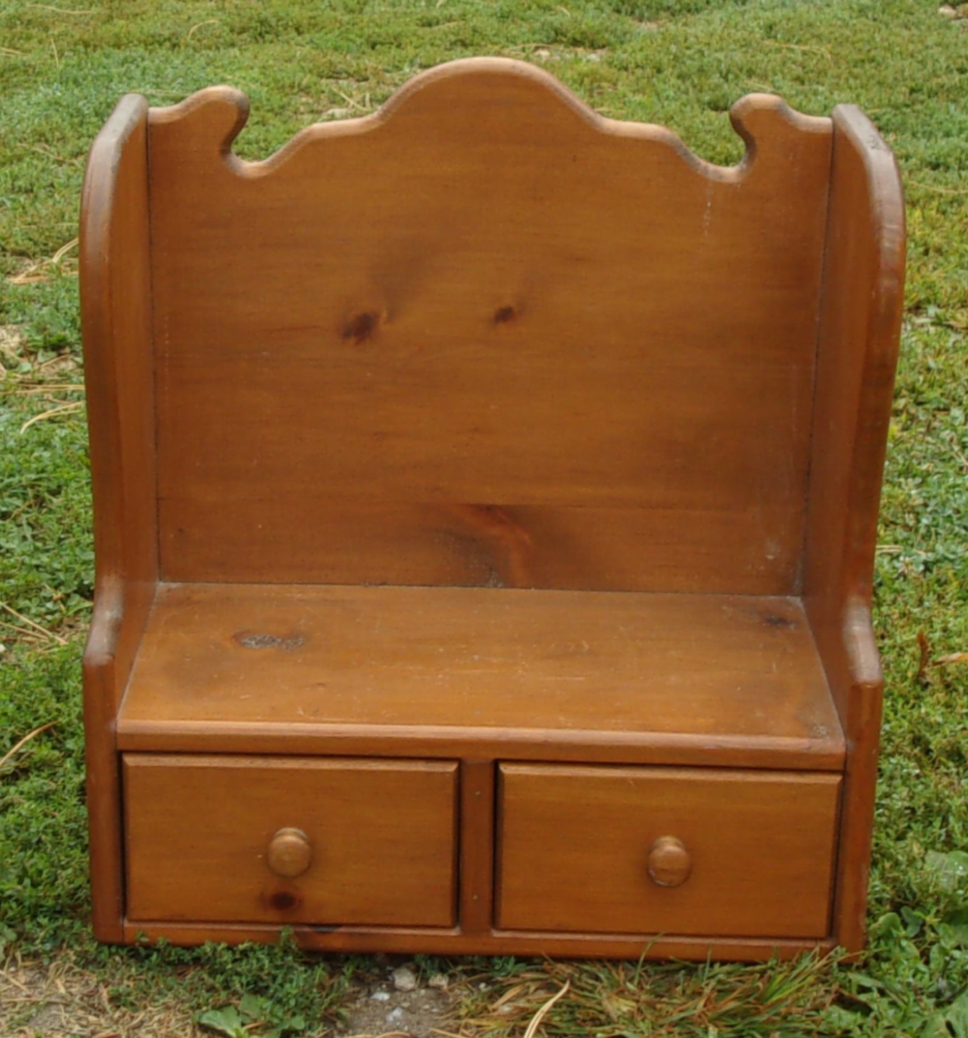 wooden cookbook stand with two drawers