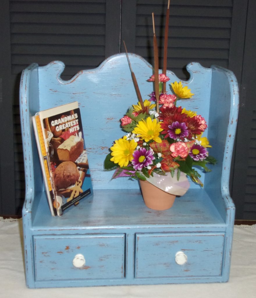 blue cookbook stand