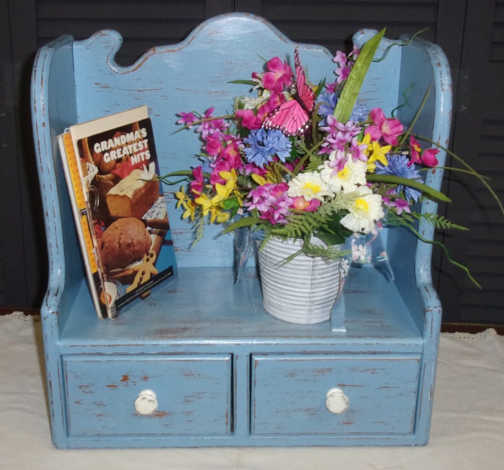 blue cookbook stand